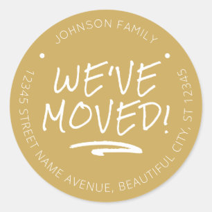 We've Moved Gold Handwritten Font New Address Classic Round Sticker