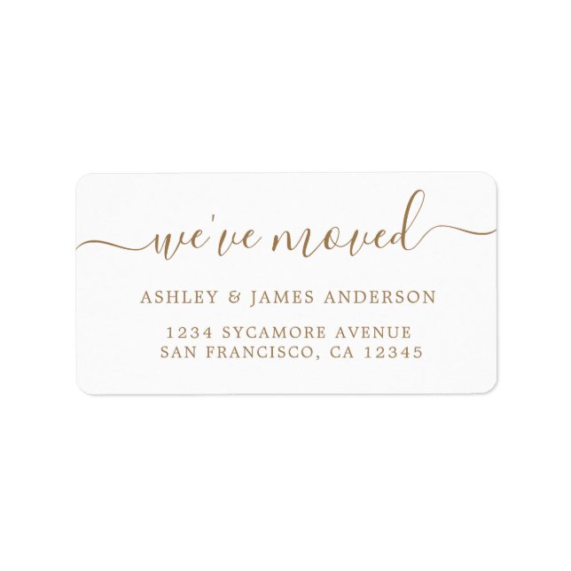 We've Moved Gold Script New Address Label (Front)