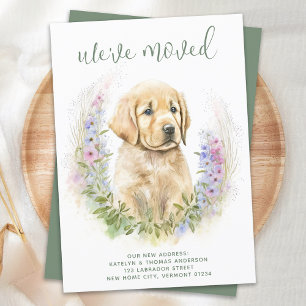 We've Moved Golden Retriever Puppy Dog Moving Announcement