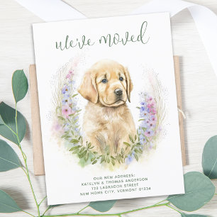 We've Moved Golden Retriever Puppy Dog Moving Announcement Postcard