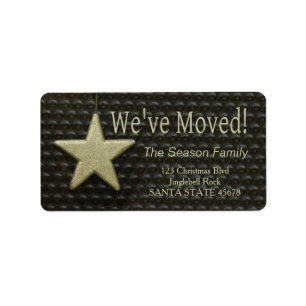 We've Moved Golden star  Christmas label