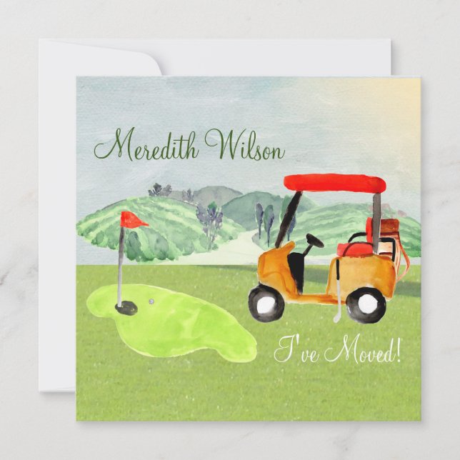 We've Moved Golf Cart Greens Sun Budget Move  Announcement (Front)