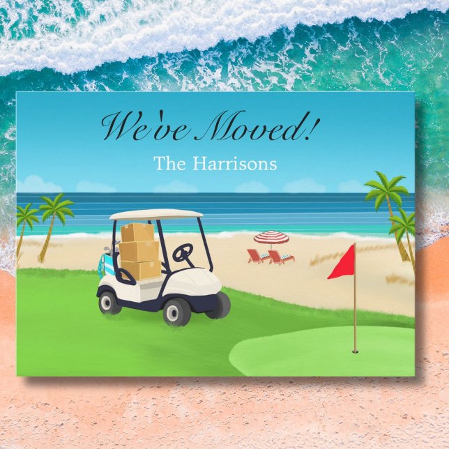 We've Moved Golf Course Beach Moving Announcement Postcard (Creator Uploaded)