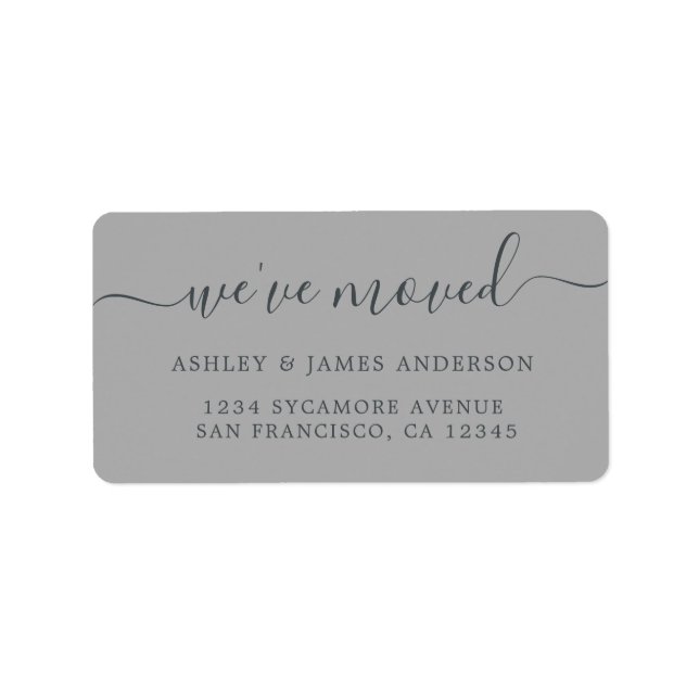 We've Moved Grey New Address label (Front)