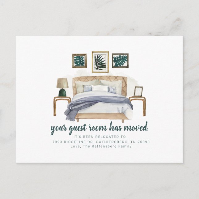 We've Moved Guest Room Chic Moving Announcement Postcard (Front)