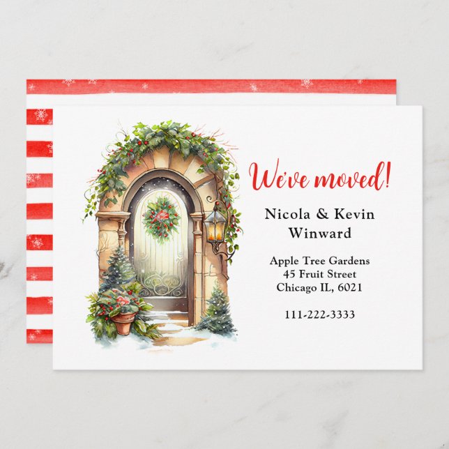 We've Moved Holiday Christmas Garland Door Announcement (Front/Back)