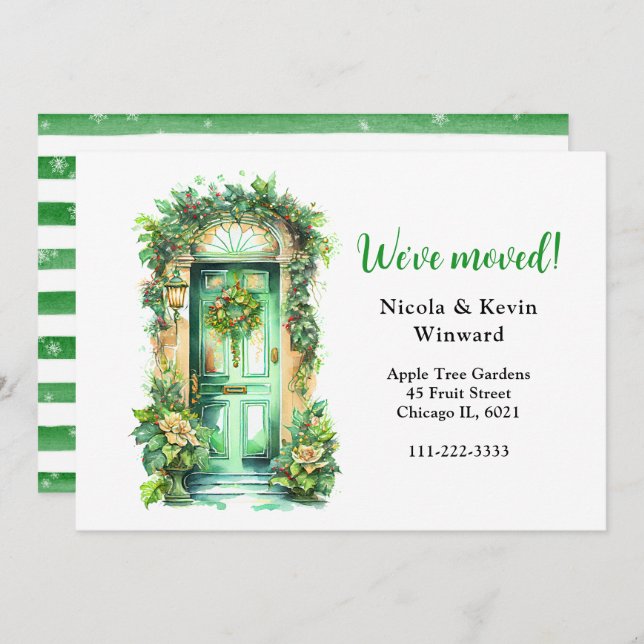 We've Moved Holiday Christmas Wreath Door Announcement (Front/Back)