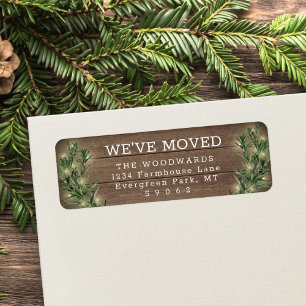 We've Moved Holiday Lights & Wood Return Address Label