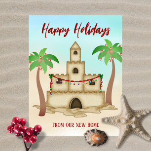 We've Moved Holiday Photo Beach Christmas Card