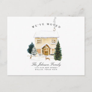 We've Moved Holiday Winter Snow Christmas House Announcement Postcard