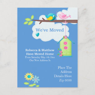 Weve Moved Home Bird House And Tree Announcement Postcard