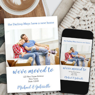 We've Moved Home Custom Photo Blue New Address Announcement