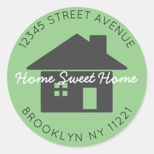 We've Moved Home Sweet Home Green Return Address Classic Round Sticker