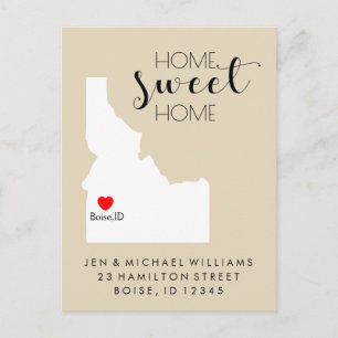 We've Moved   Home Sweet Home Idaho Announcement Postcard