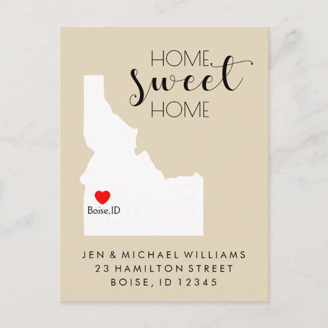 We've Moved | Home Sweet Home Idaho Announcement Postcard (Front)