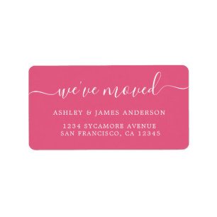 We've Moved Hot Pink New Address label