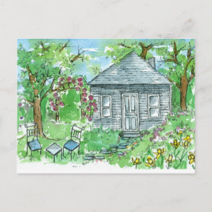 We've Moved House Daffodil Cottage Watercolor  Postcard