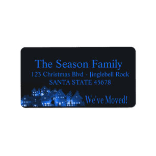 We've Moved Illuminated Christmas Houses Label