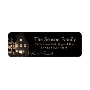 We've Moved Illuminated Christmas Houses Return Address Label