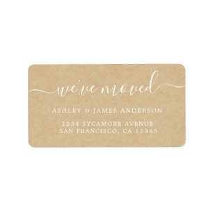 We've Moved Kraft Paper New Address label