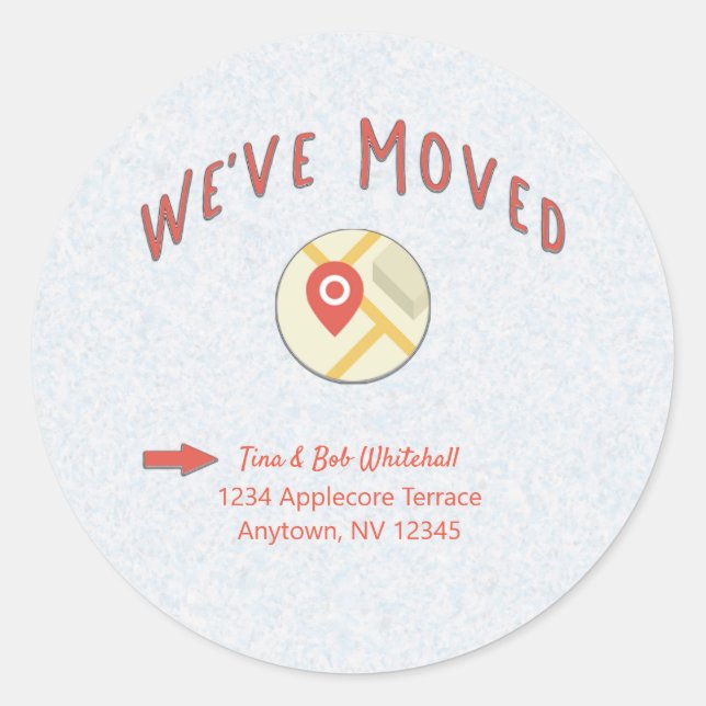 We've Moved Location Pin Icon Computer Map Classic Round Sticker (Front)
