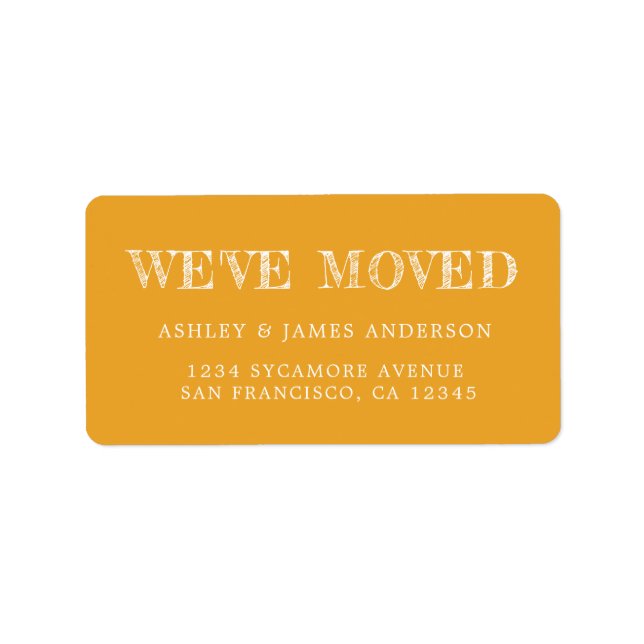 We've Moved Mellow Yellow New Address label (Front)