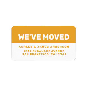 We've Moved Mellow Yellow White New Address Label