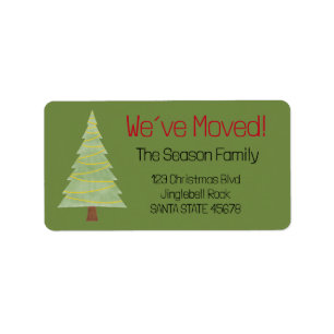 We've Moved Minimalist Christmas Tree Label