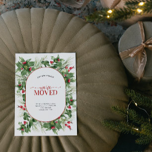 We've Moved Modern Holly Berry Moving Announcement