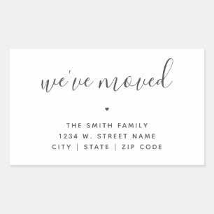 We've Moved Modern Minimalist Calligraphy New Home Rectangular Sticker