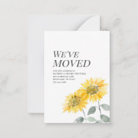 We've Moved Modern Watercoler Sunflower Moving