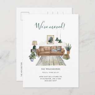 We've Moved Modern Watercolor Moving Announcement Postcard