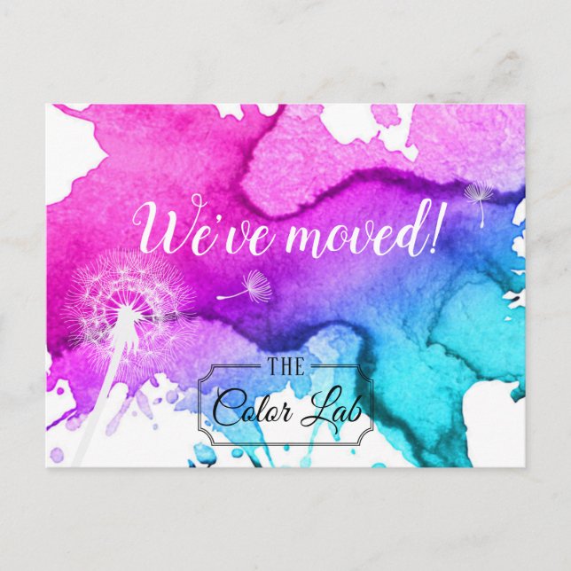 We've moved Modern Watercolor Salon New Address Announcement Postcard (Front)