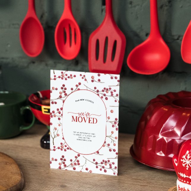 We've Moved Natural Red Berry Moving Announcement (Sending your family and friends a festive 'We've Moved!' Christmas card!
)