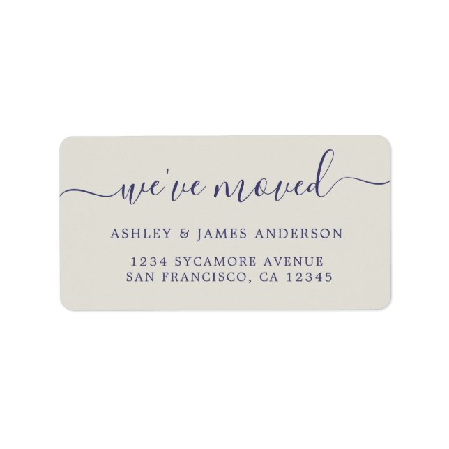 We've Moved Navy Blue Grey New Address label (Front)