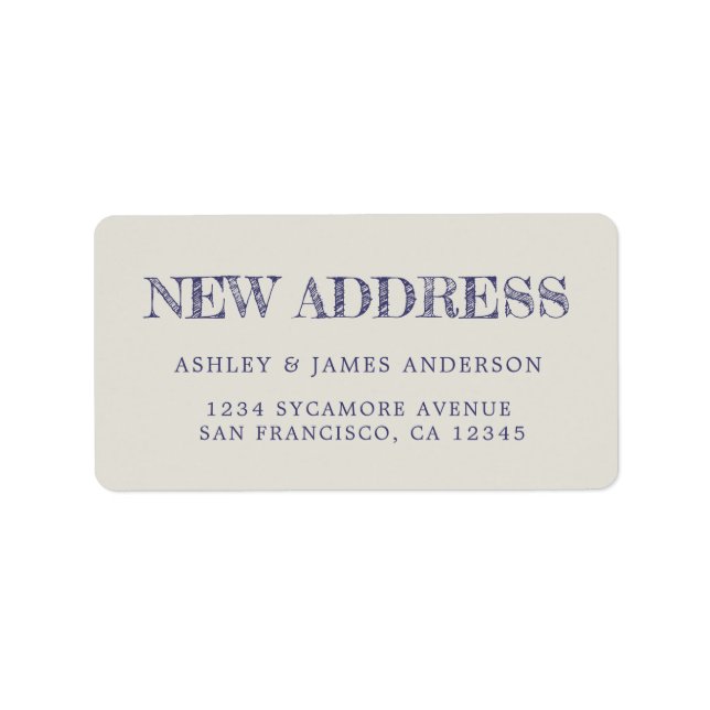 We've Moved Navy Blue Grey New Address label (Front)