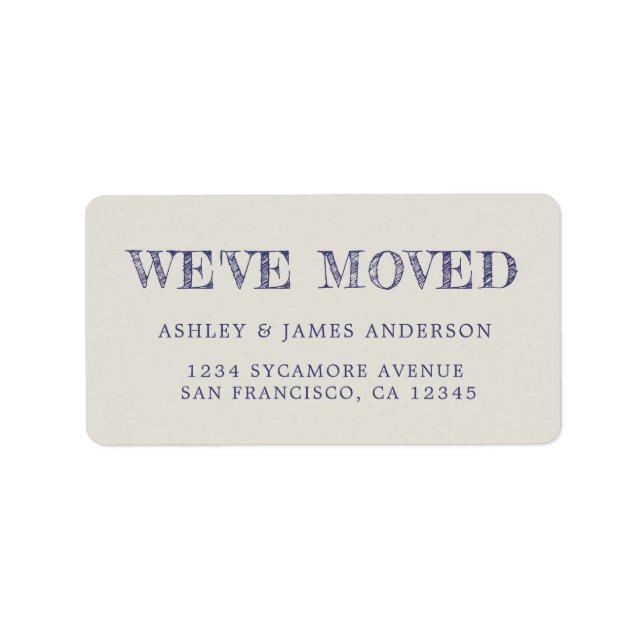 We've Moved Navy Blue Grey New Address label (Front)