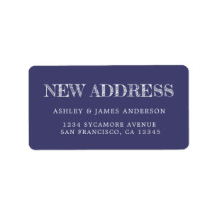 We've Moved Navy Blue New Address label