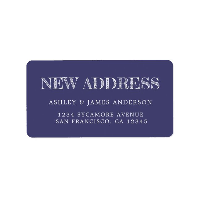 We've Moved Navy Blue New Address label (Front)
