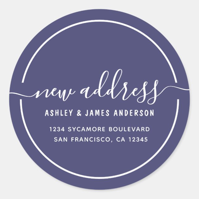 We've Moved Navy Blue New Address label (Front)