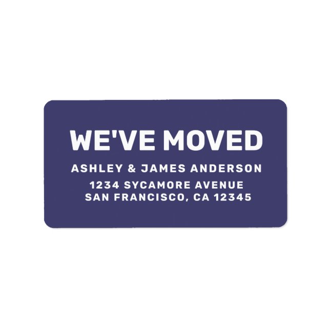 We've Moved Navy Blue New Address Label (Front)