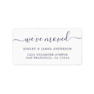 We've Moved Navy Blue White New Address label