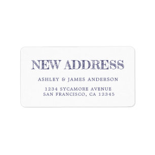 We've Moved Navy Blue White New Address label