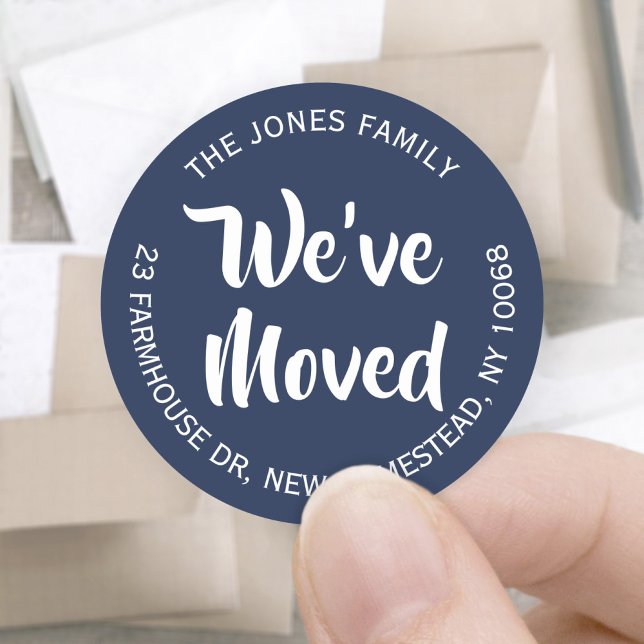 We've Moved Navy Blue & White Return Address Label (Creator Uploaded)