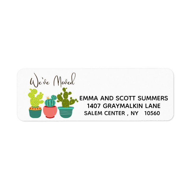 We've Moved New Address Announcement Cactus Return Address Label (Front)