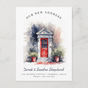 We've Moved New Address black Watercolor Door Announcement Postcard
