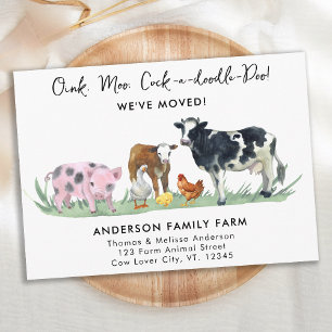 We've Moved New Address Cute Farm Animals Moving Announcement Postcard