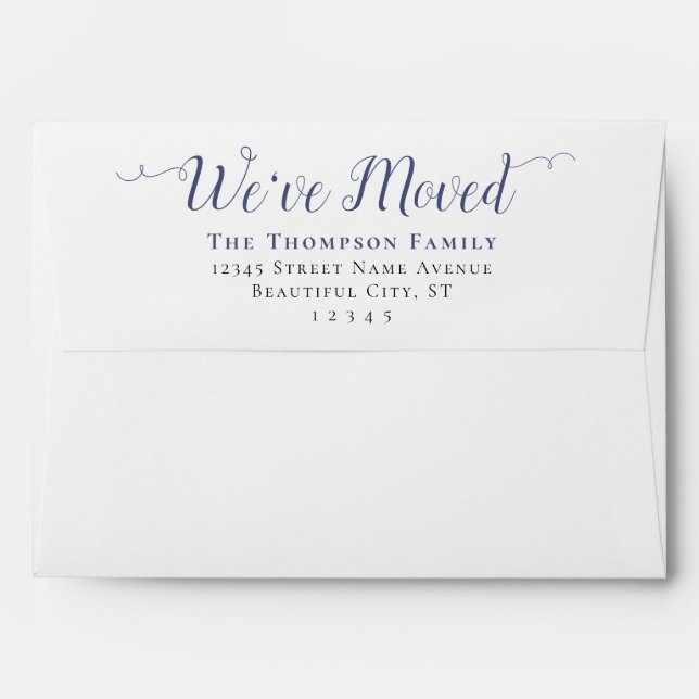 We've Moved New Address Dusty Blue Script Moving Envelope (Back (Top Flap))