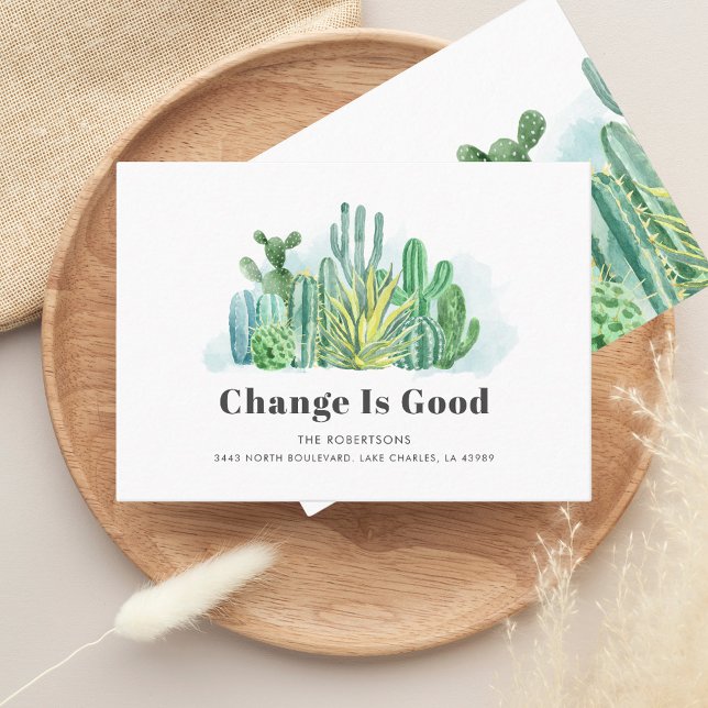 We've Moved New Address Moving Announcement (We have Moved Watercolor Cacti Succulents Moving Announcement)