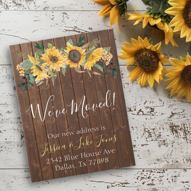 We've Moved New Address  Moving Rustic Sunflower Announcement Postcard (Creator Uploaded)